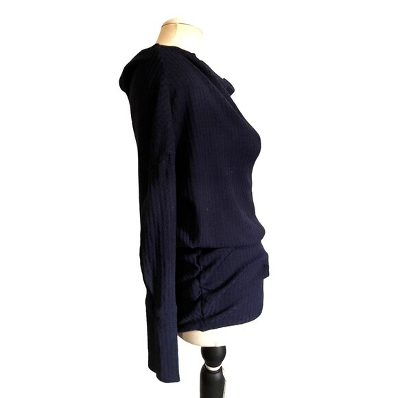 Maurices Straight Neck Waffle Knit Sweater Sz Small Womens Navy Blue Long Sleeve - Picture 7 of 7